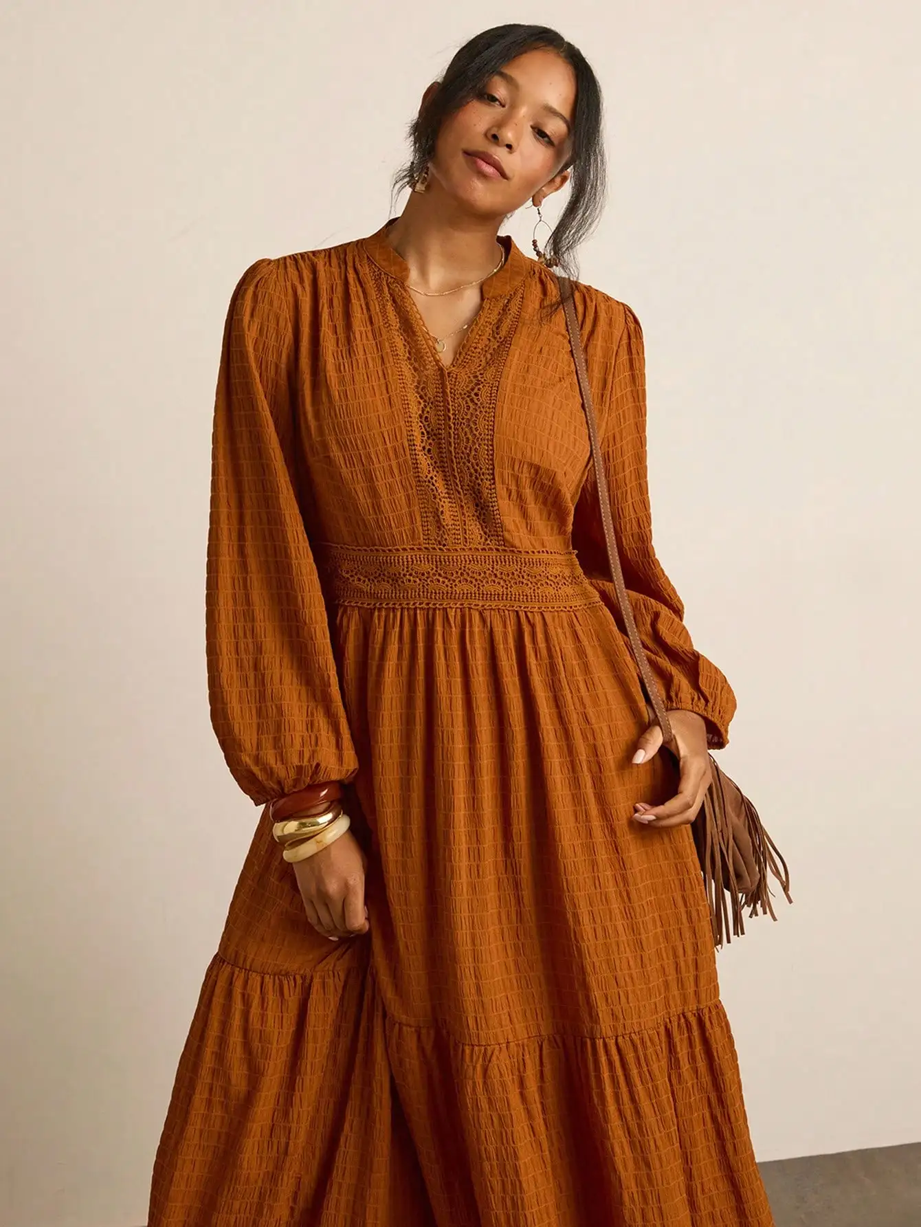 

Длинное платье макси в богемном стиле для женщин больших размеров, осенне-зимний фасон