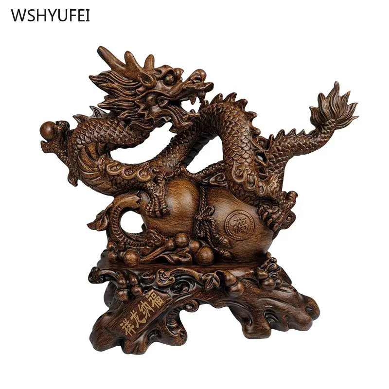 

Resin Crafts Chinese style home furnishings The base can rotate Xianglong Nafu Desktop Decoration Home decoration accessories