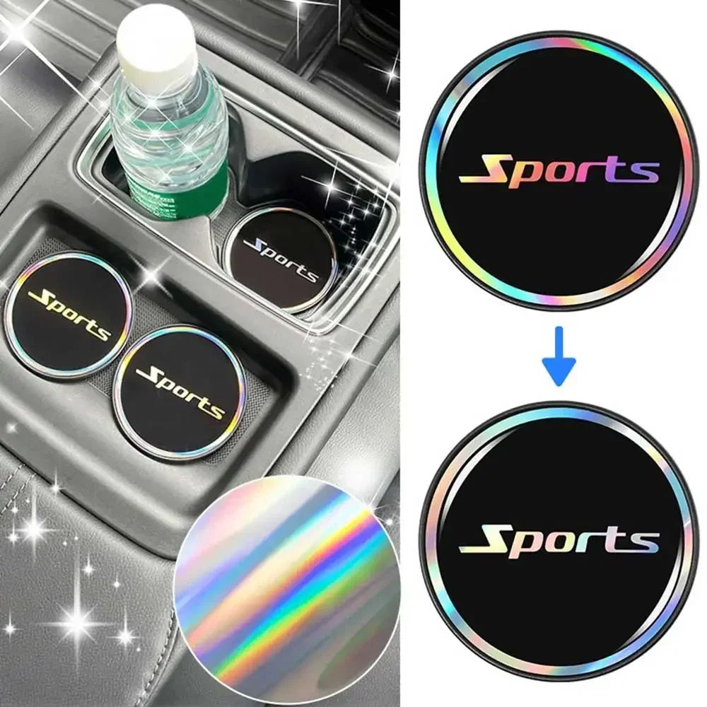 2X Car Cup Sink Decor Auto Water Cup Anti-slip Pad Sport Alphabet Radiant Styling Bottle Mat Universal Auto Interior Accessories