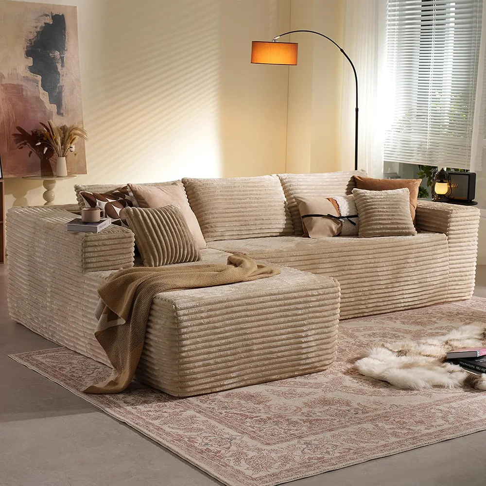 

Space Saving L Shaped Sofa Modular Sectional With Reversible Chaise Lounge For Apartment Living Room