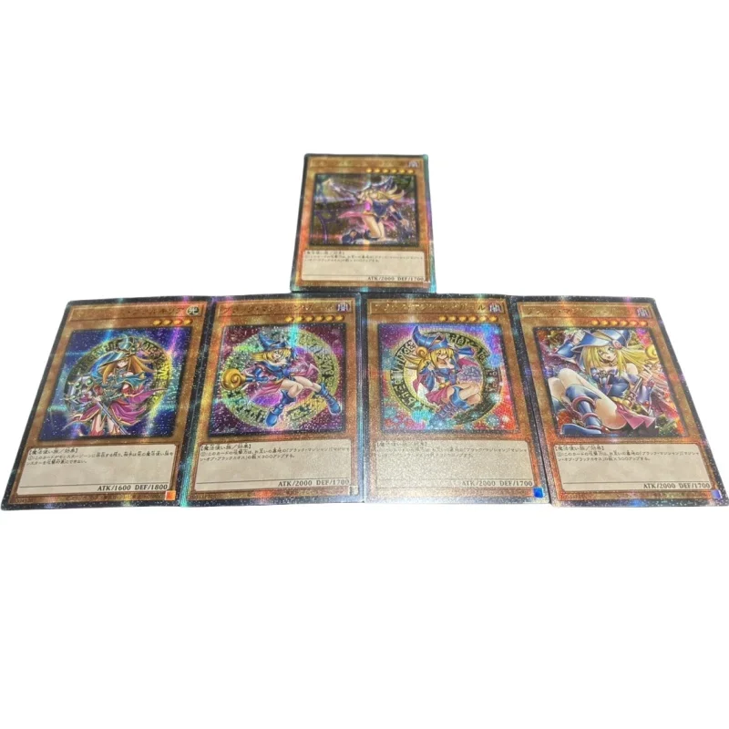 Yu-Gi-Oh! 5 Sheet Flash Card Black Magician Girl Different Painting Diy Gauze Series Action Toy Figure Anime Game Collection