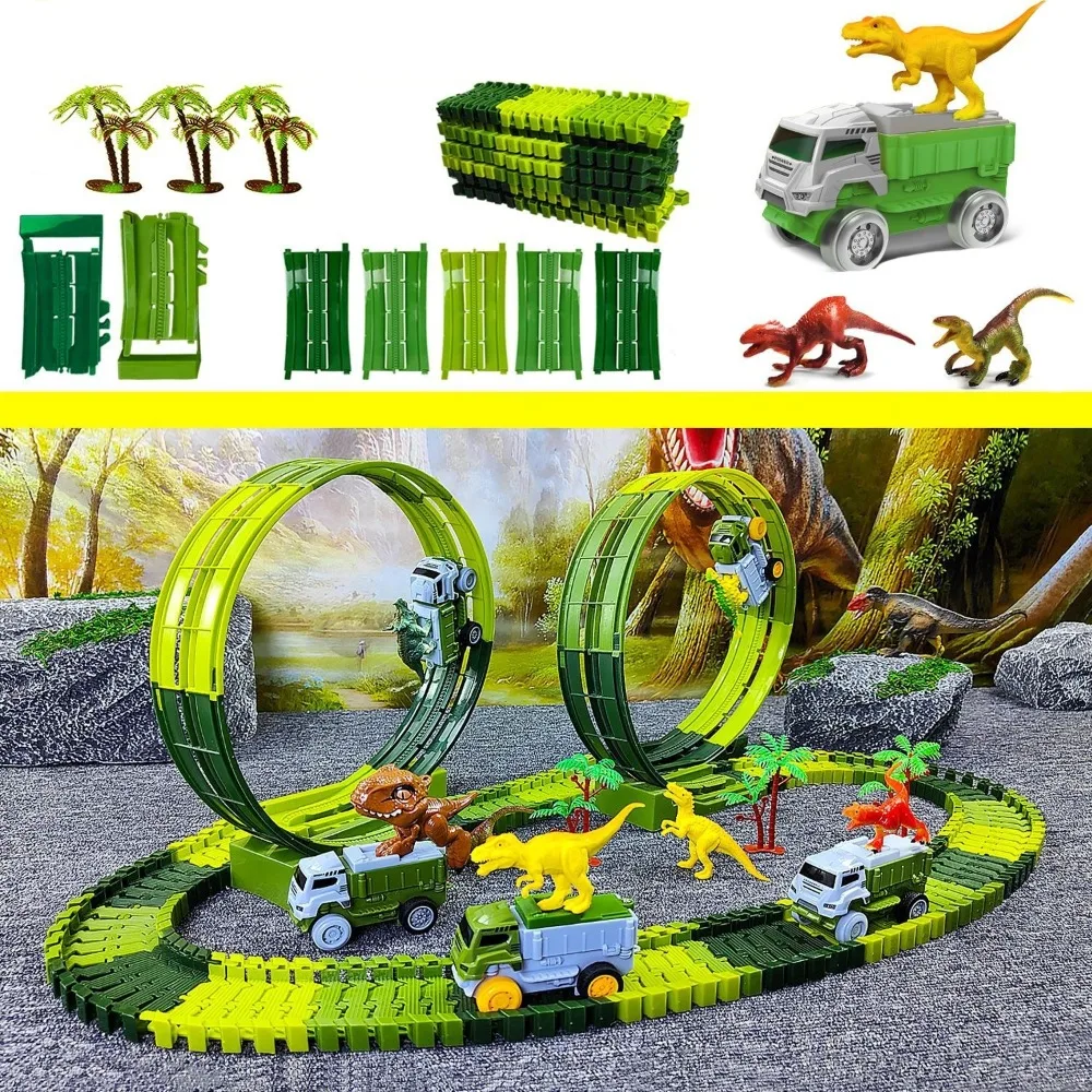 Dinosaur World Climbing Track Train Flexible Track Anti-gravity Electric Track Educational Vehicle Dinosaur Track Car
