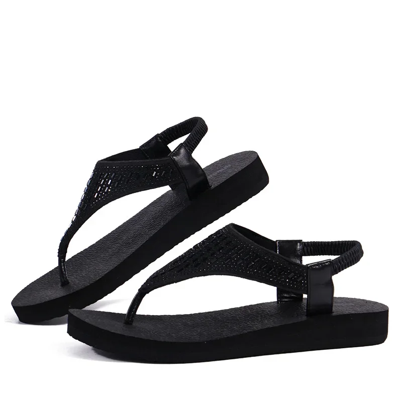 NEW Women Yoga Sandals Summer Sandals Retro Shoes Female Elastic Straps Comfy Flats Beach Slippers Big Size 40 Women Flip Flops