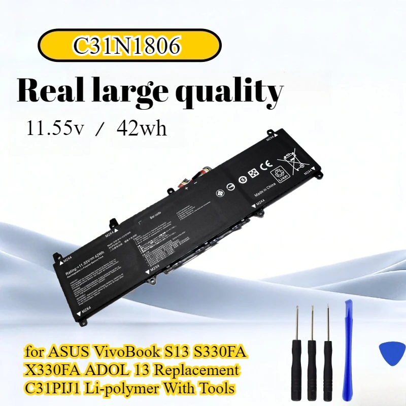 

C31N1806 Laptop Battery 11.55V 42Wh for ASUS VivoBook S13 S330FA X330FA ADOL 13 Replacement C31PIJ1 Li-polymer With Tools
