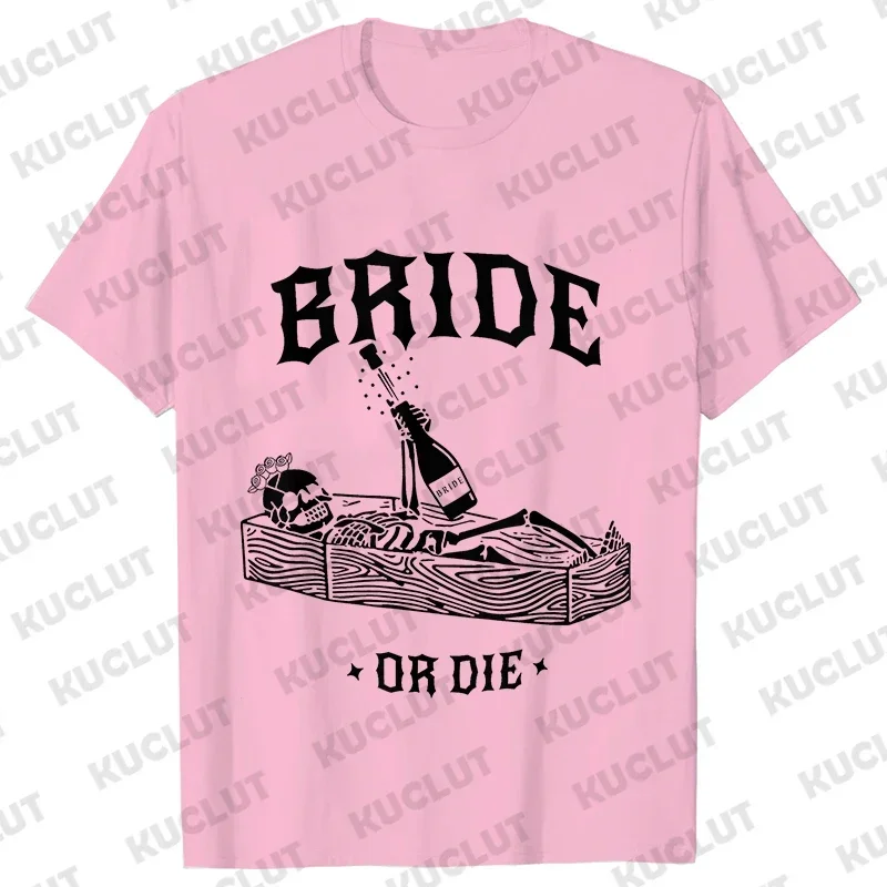 Funny Bride or Die T-shirt Halloween Bachelorette Party Shirt Till Death Do Us Party Tops Bridal Shower Matching Team Bride Tees image 3