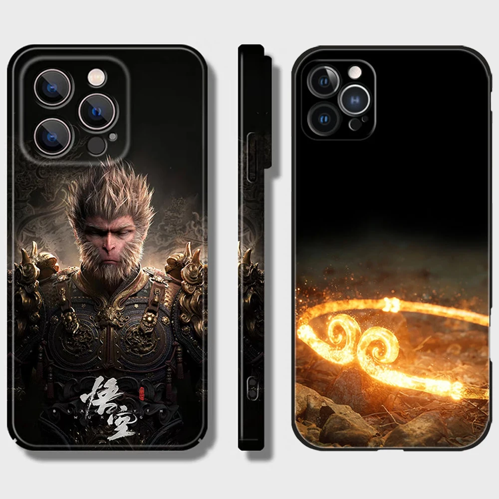 

Искусственный чехол для телефона с функцией «сделай сам» для iphone 15 14 13 Pro Max черный миф «Wukong» с улучшенным зеркальным экраном 3,97 дюйма чехол с подарочным чехлом
