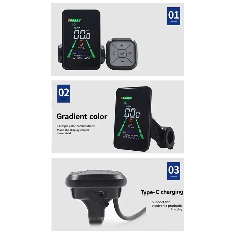 Compteur d'affichage LCD pour vélo électrique L5, fonctionnalité NFC 24V/36V/48V/60V UART type-c pour Scooter électrique, compteur de vitesse NFC