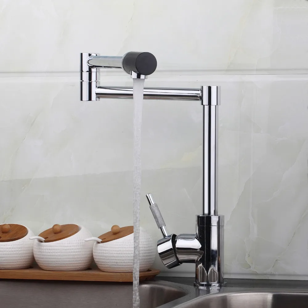 KEMAIDI-حنفيات المطبخ مع تشطيب الكروم ، مقبض واحد ، مثبتة على سطح السفينة ، لحوض الحمام والمغسلة