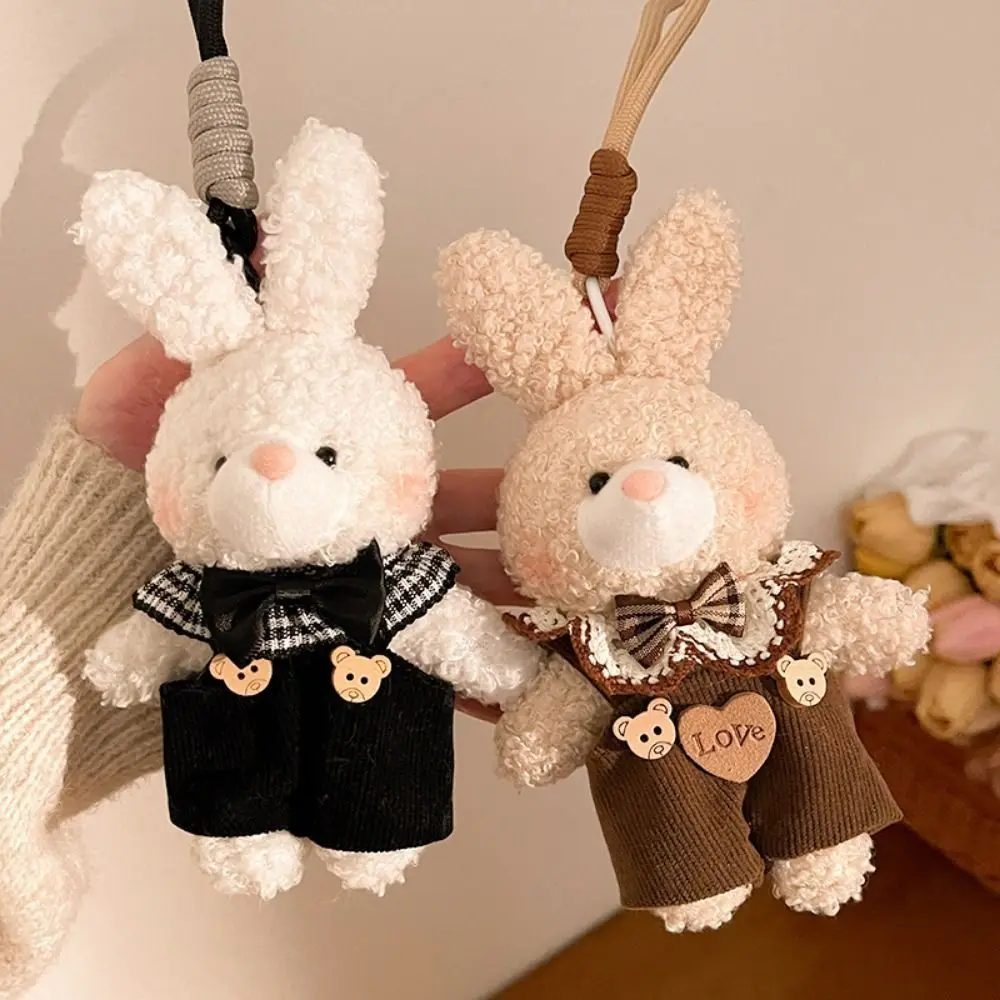 Elegante ciondolo in peluche con orso appeso, morbido e carino, portachiavi con bambola di peluche, cartone animato, peluche, coniglio, portachiavi per ragazze, uso quotidiano