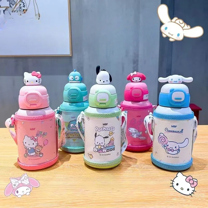 

Anime Sanrio HelloKitty Mymelody Cinnamoroll Pochacco Children Thermos Cup Straw Water Cup Kawaii Large Capacity Halloween Gift