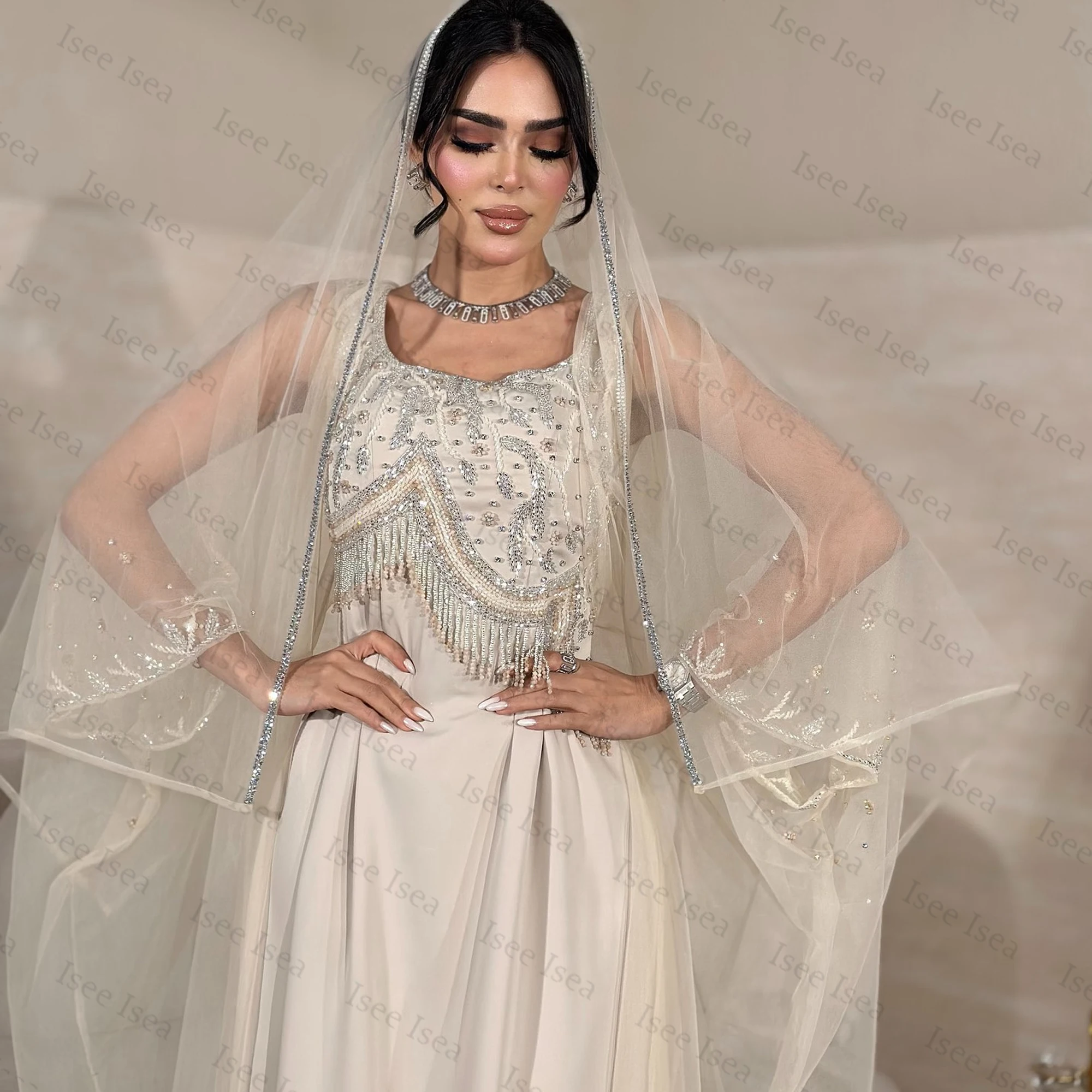 

Crystals Aso Ebi Prom Dresses 2025 Luxury Evening Dress A-Line Full Sleeve Customized فستان شارون سعيد سهره