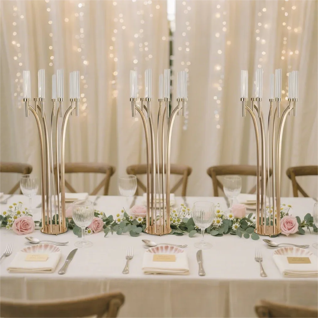 Romantic Wedding Metal 8-arm Candlestick, 43-inch Modern Wedding Centerpiece,large Candelabra For Christmas Decoration