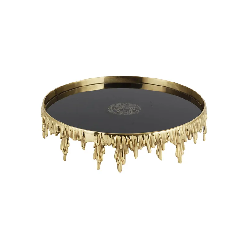 

Brass tray, living room coffee table, dining table, high-end teacup storage tray, retro light luxury tempered