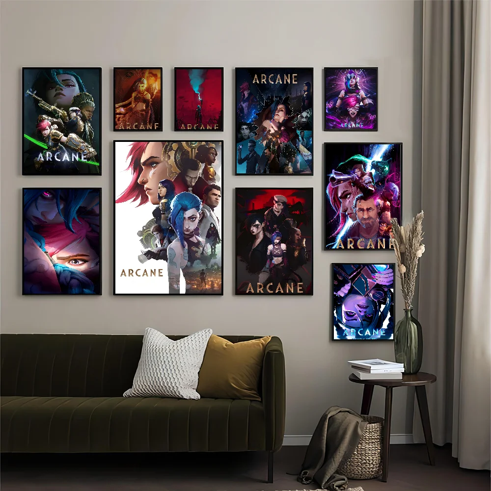 A-Arcane L-League Of L-Legends Movie Sticky Posters Retro Kraft Paper Sticker DIY Room Bar Cafe Aesthetic Art Wall Painting