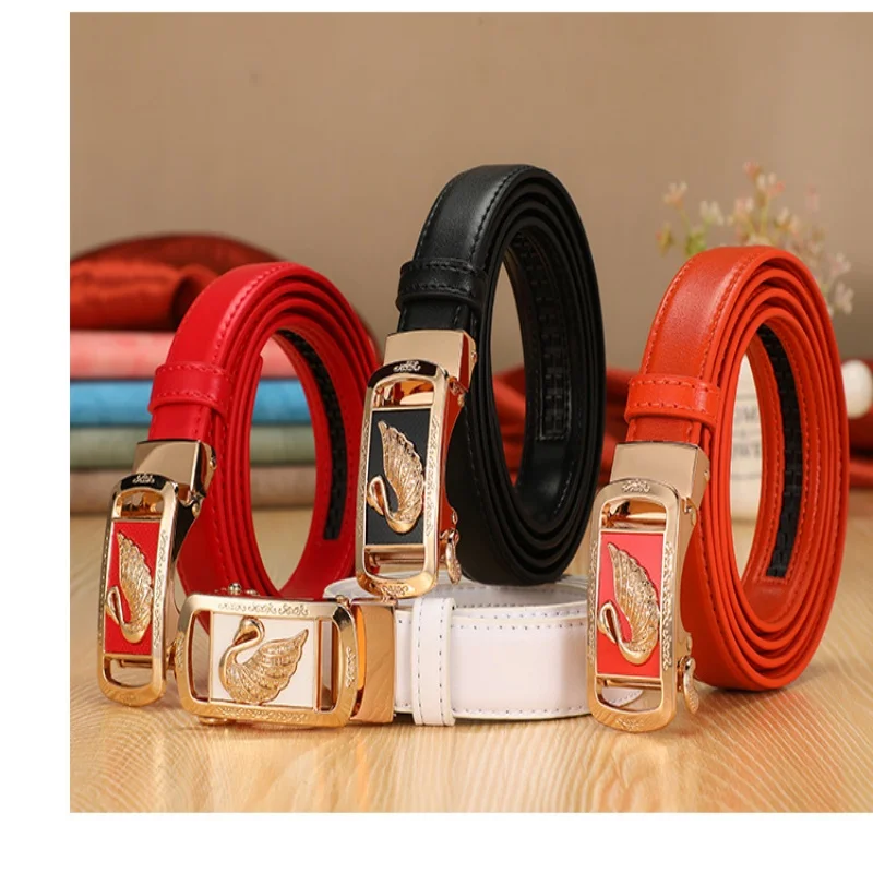 

Simplicity Women Light Luxury Designe Genuine Leather Belt AutomaticBuckle Waistband Pants Bands Ladies DressBelts Decoration