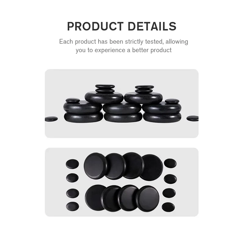 Massage Stone Warmer Set Portable Electric Heating Bag with 16 Pcs Basalt Massaging Rocks for Hot Stone Massage Relax Muscles