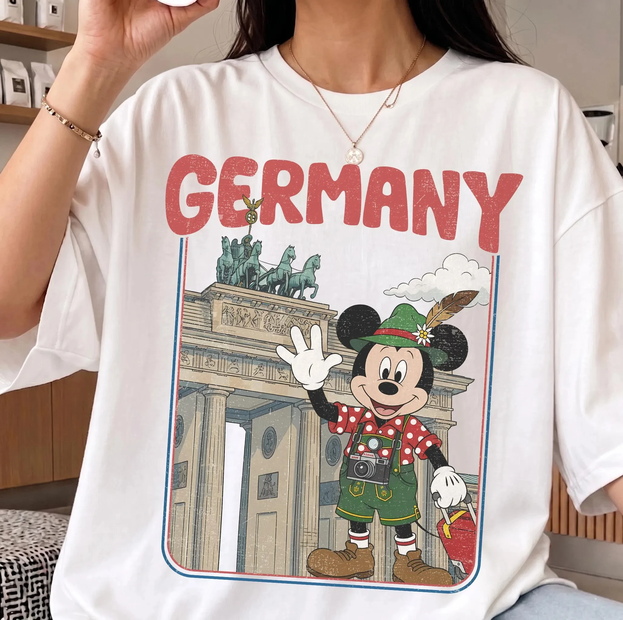 2026 new Round-neck short-sleeved retro cartoon Viking character pattern travel T-shirt for both men and women (universal size)