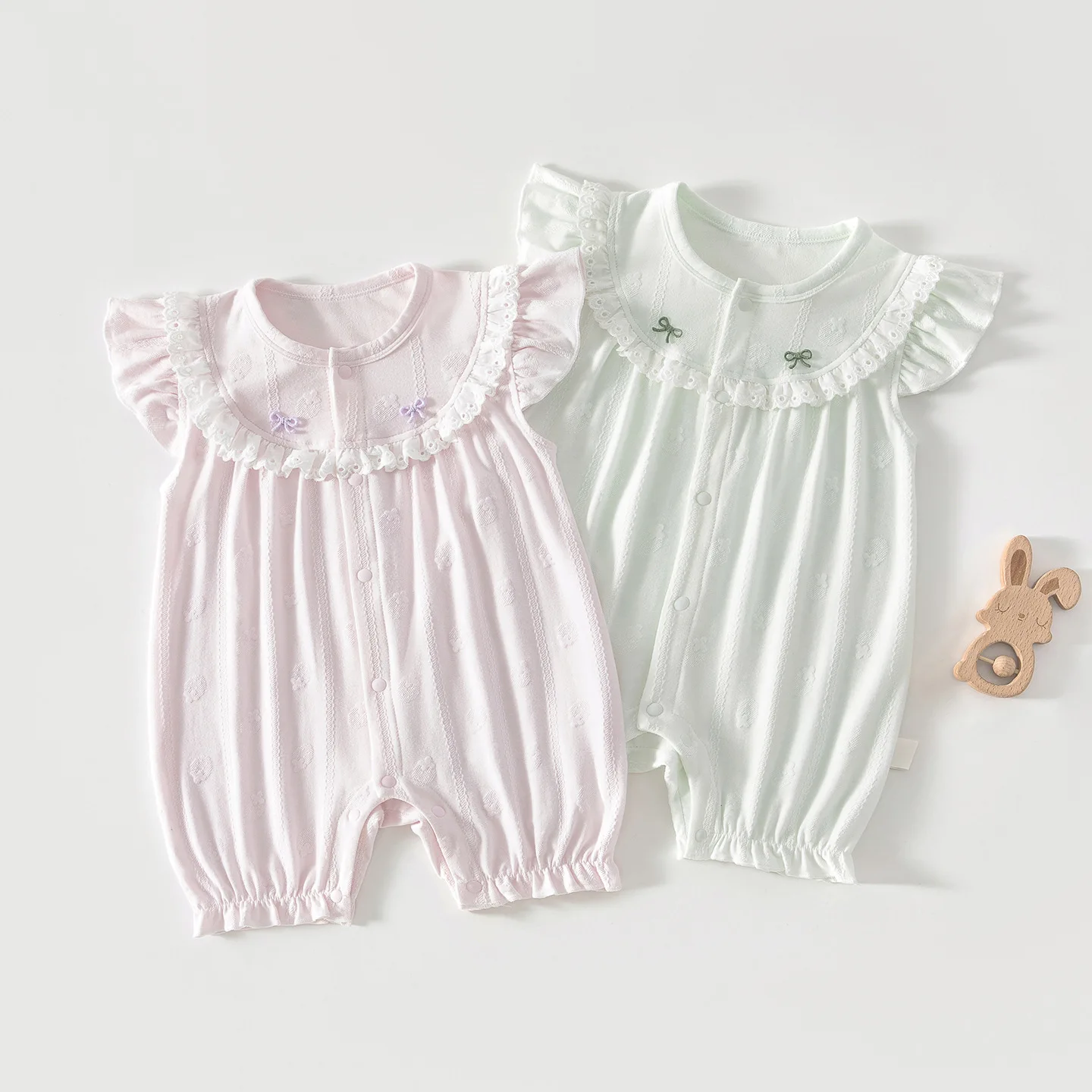 Baby Summer Short Sleeve Rompers Baby Summer Ultra-Thin Mesh Jacquard Romper Children Gown Newborn Romper