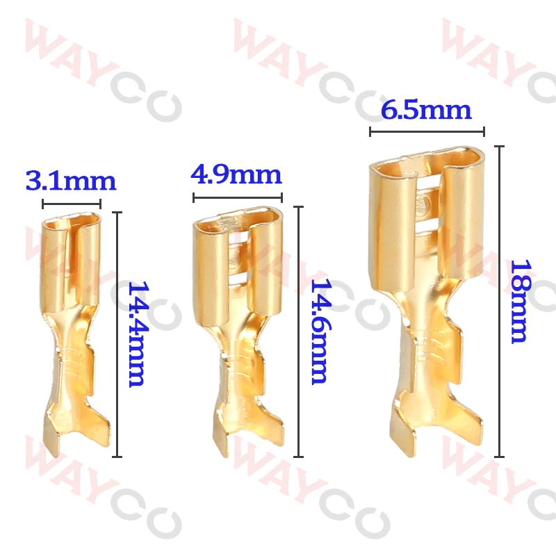 50 مجموعة من أطراف العقص المجرفة موصلات الأسلاك الكهربائية 2.8 مم و4.8 مم و6.3 مم موصلات أنثى لكابلات التوصيل السريع #5