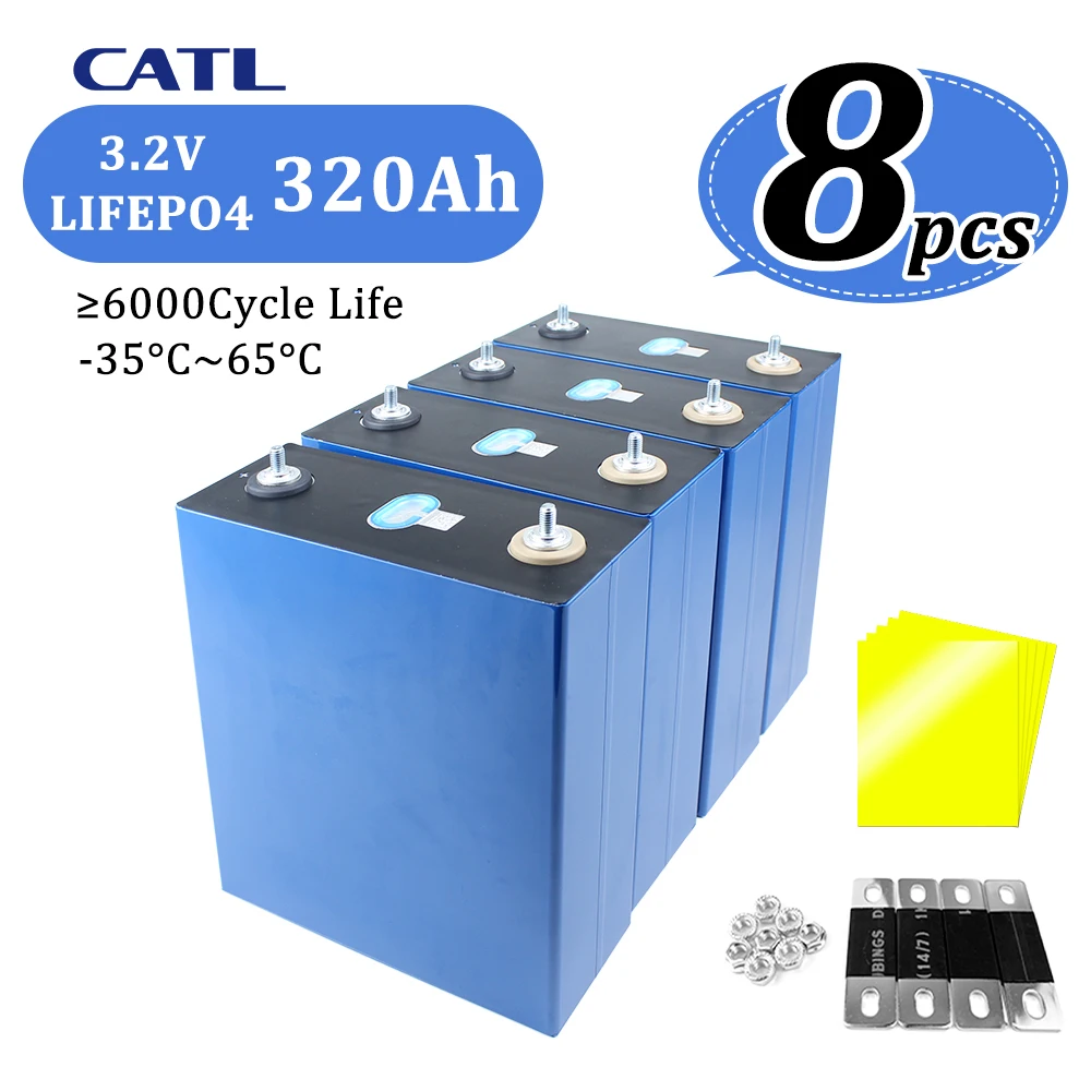 8PCS CATL 3.2V 320Ah LiFePO4 Prismatic battery Pack For DIY 8S 24V BFree Ship To Ukraine