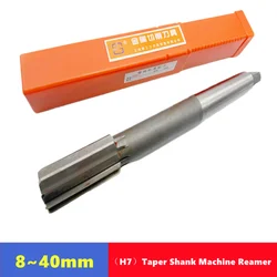 H7 W6542 HSS taper shank machine reamer 8-40mm, Morse taper shank for machine tool chuck hole expansion and precision cutting