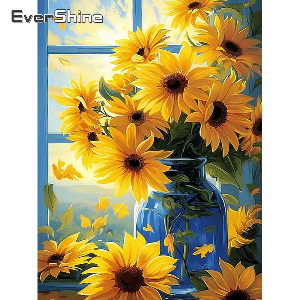 Evershine Diamond Embroidery Sunflower Cross Stitch Kit Diamond Painting Flower Picture Rhinestones New Arrival Home Decor