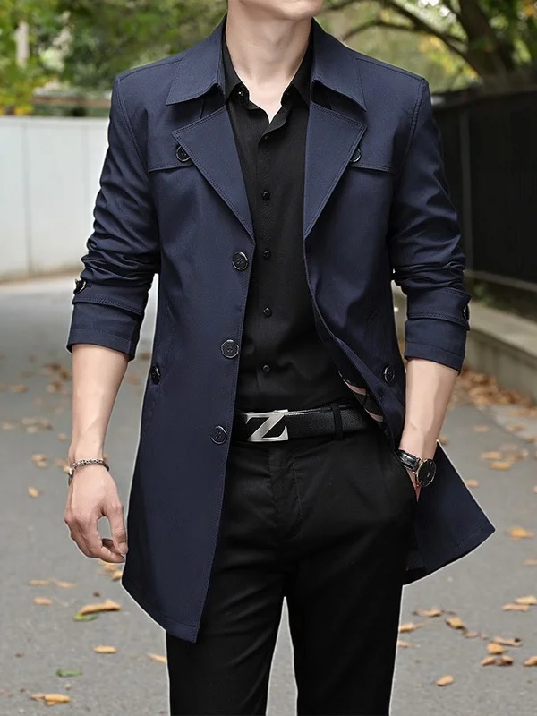 

Мужская приталенная куртка средней длины в корейском стиле, весна-осень, модная, молодежная, из полиэстера, городская, повседневная, с длинными рукавами