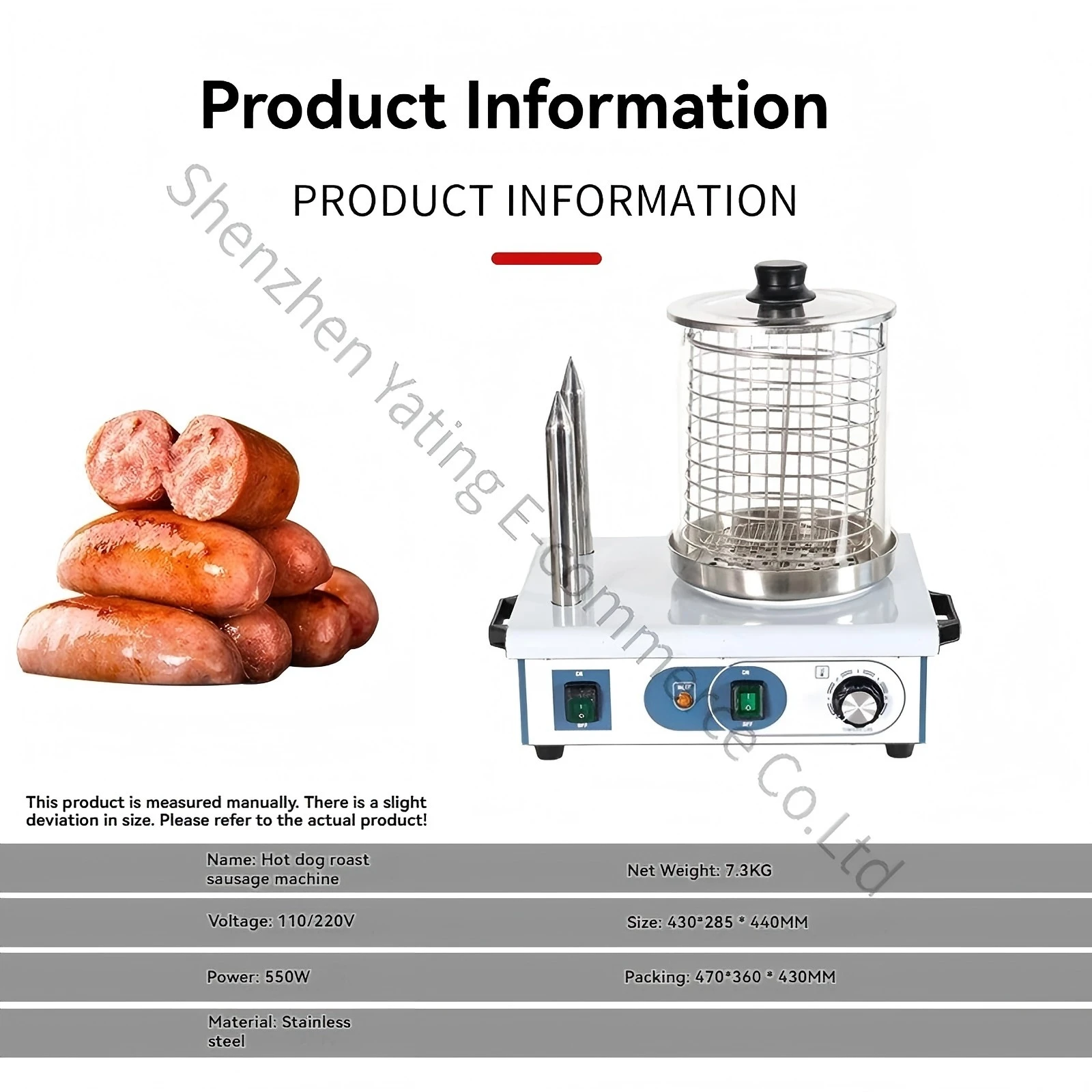 Electric Heating Steam Sausage Display Machine Sausage Insulation Machine 4 Sticks 6 Sticks Crispy Sausage Electric Oven