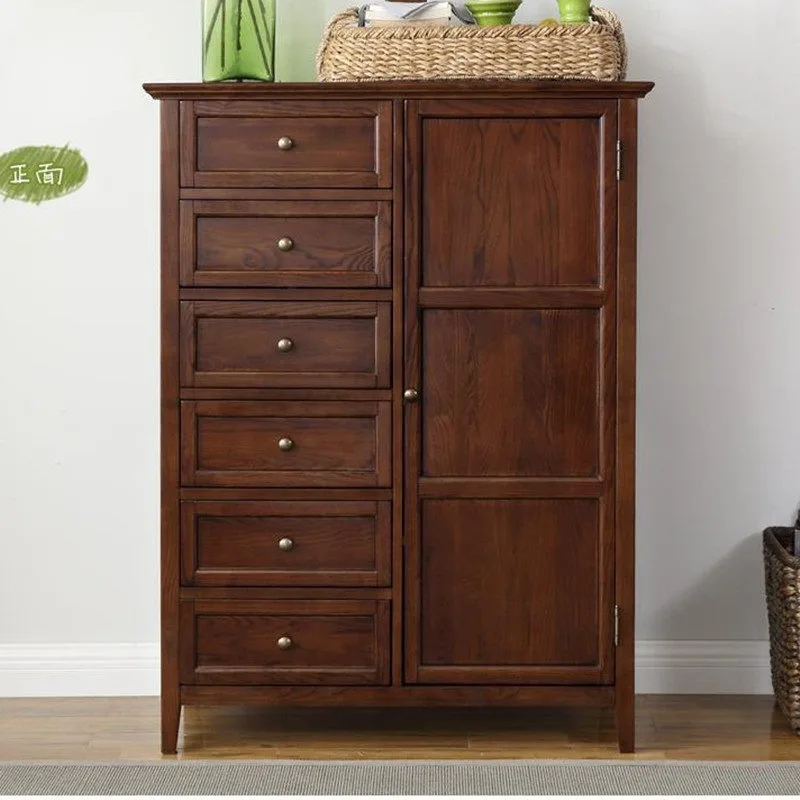 American rural solid wood chest, simple bedroom multi-functional ash wood single door