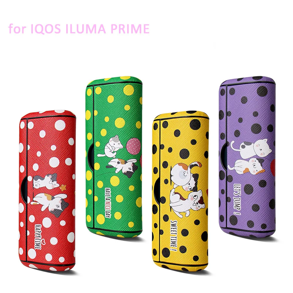 RUORUO for IQOS ILLUMA Prime Cartoon Case 4 Colors PU Magnetic Protective Case with Holder for ICOS ILLUMA I Prime Accessories