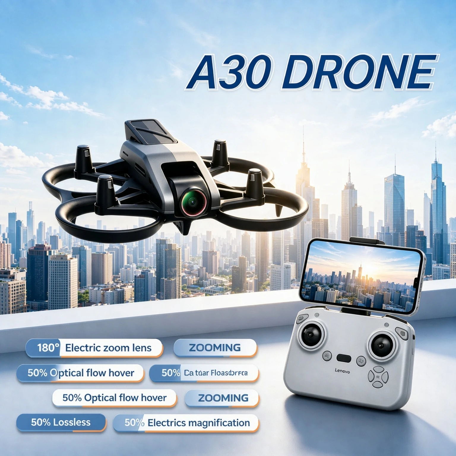 A30 GPS Racing Drone Foldable 8K HD Camera Full Surround Protective Guard Optical Flow 5G WiFi FPV RC Aerial Quadcopter