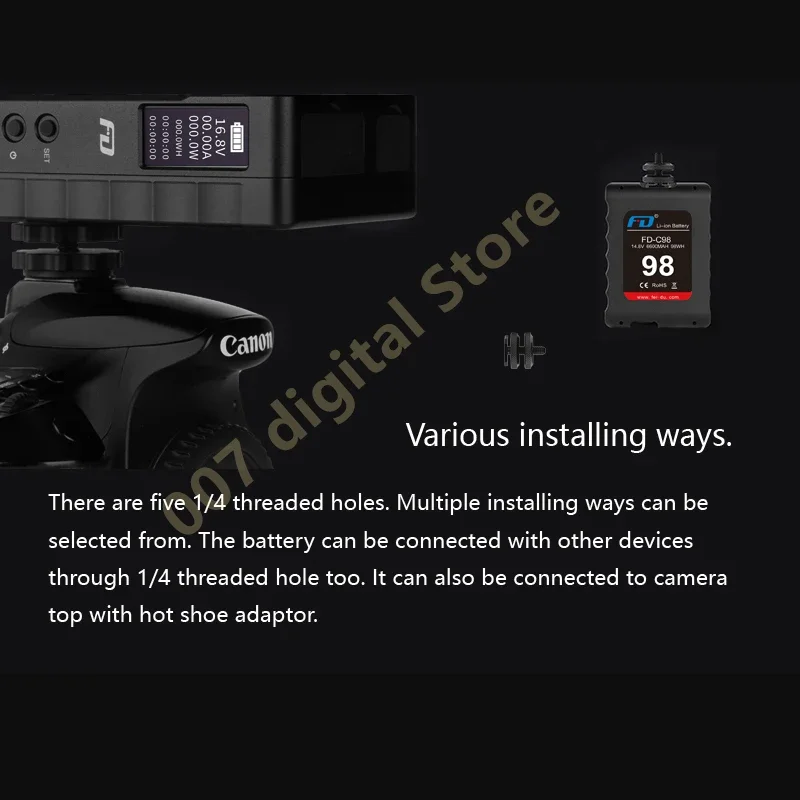 Аккумуляторная батарея Feidu для фотоаппарата с V-образным креплением большой емкости, маленькая аккумуляторная батарея для SLR-вспышки, функция мониторинга яркости/130/145/200/