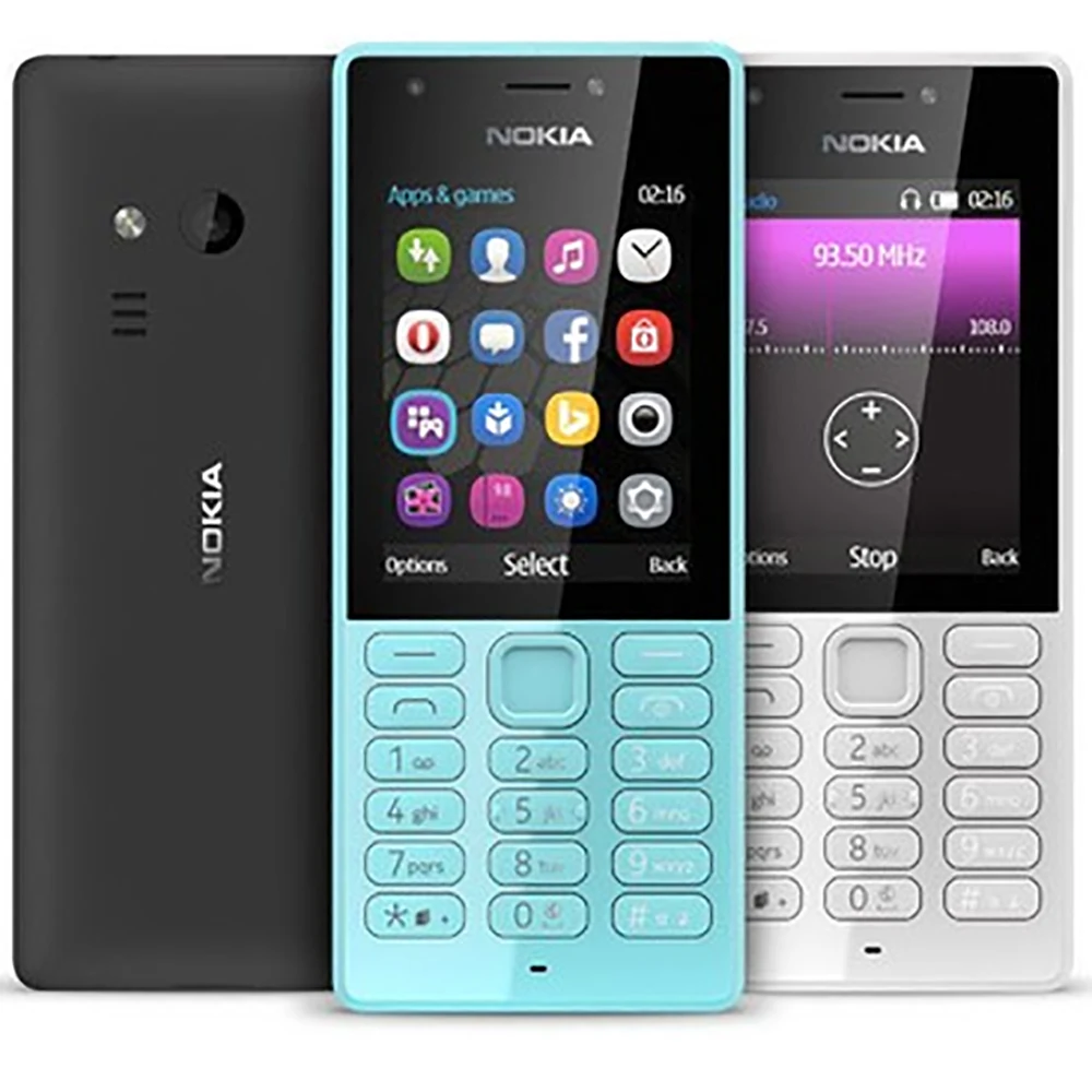 Nokia 216 2G Backup Phone 1020mAh FM Radio MP3 2SIM 0.3MP 2.4-inch Bluetooth 3.0 3.5mm Micro-USB Nokia Affordable Phone Unlock