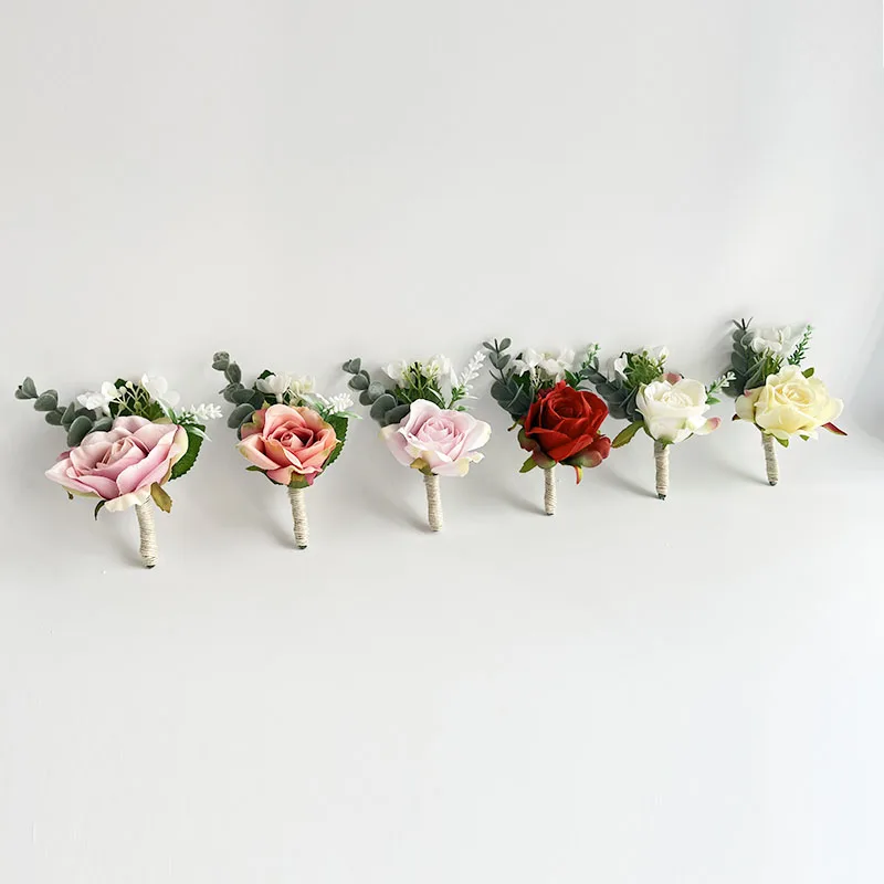 Boutonniere Bruiloft Bloemen Pols Corsage Pins Boyfriend Accessoires Armband Bruidsmeisjes Prom Party Huwelijk Bruidegom Decoratie