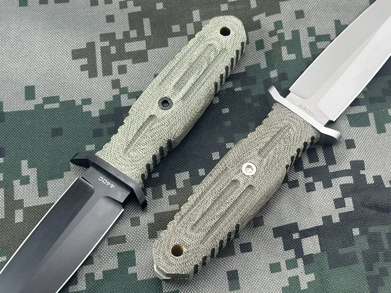 Squisito coltello dritto a doppio taglio, coltello tattico con manico Mikta, coltello da sopravvivenza da combattimento speciale multifunzionale