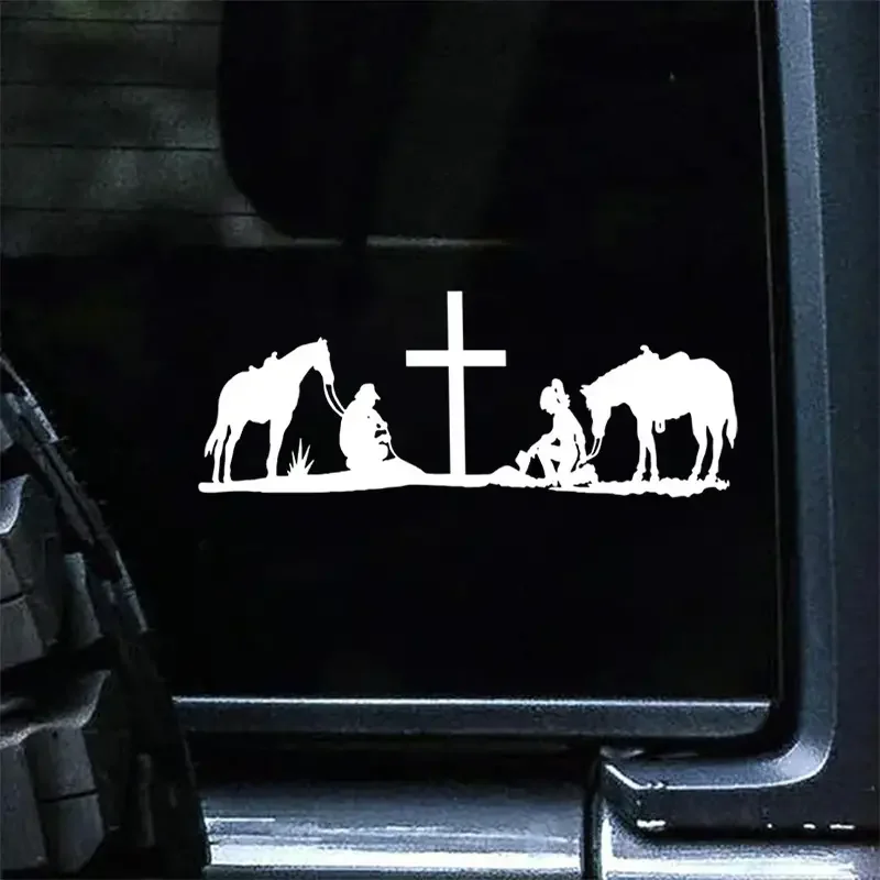 1pc Cowboy Cowgirl Home Rodeo Cross Horse Fashion Car Stickers, For Laptop, Water Bottle, Car, Truck, Auto Accessories, Decals