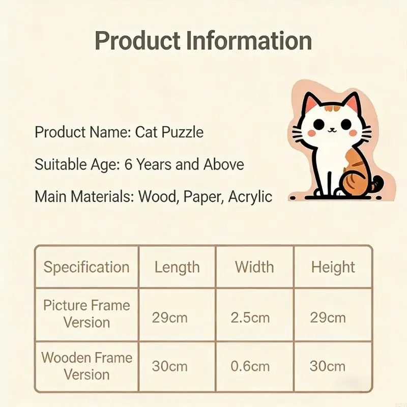 (عبوة واحدة) أحجية تلوين مرسومة يدويًا للقطط أحجية مع أقلام تلوين ملونة، للأطفال من سن 6 إلى 12 عامًا، نشاط تعليمي للعائلة