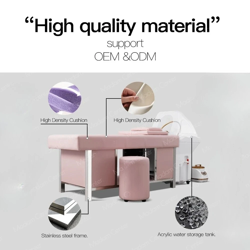 Przenośna miska do mycia włosów i fotel do salonu fryzjerskiego i spa z masażem głowy do użytku domowego.