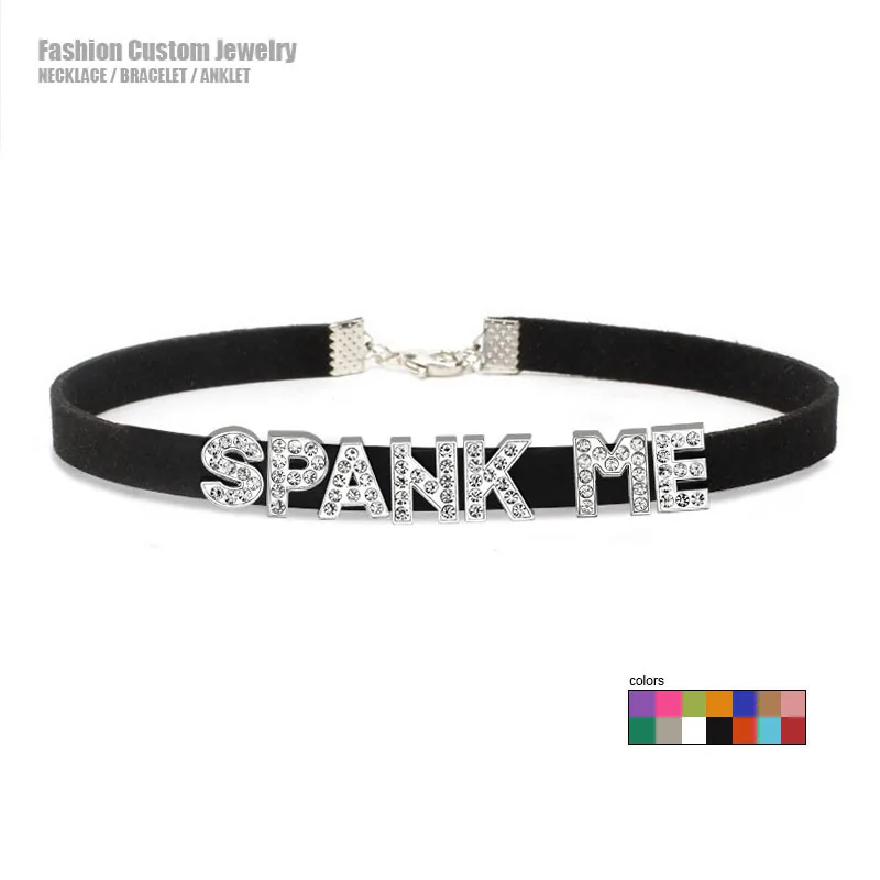 Sexy Letters SPANK ME Choker Necklace for Women Goth Chocker Collar Cosplay Adult Game Props Costume Party Personalized Jewelry