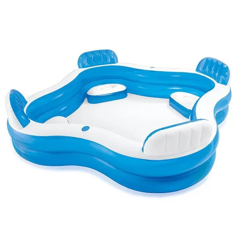 Large Family Inflatable Swimming Pool Thickened PVC Backrest Paddling Pool for Kids Adults Outdoor Garden Water Play Center