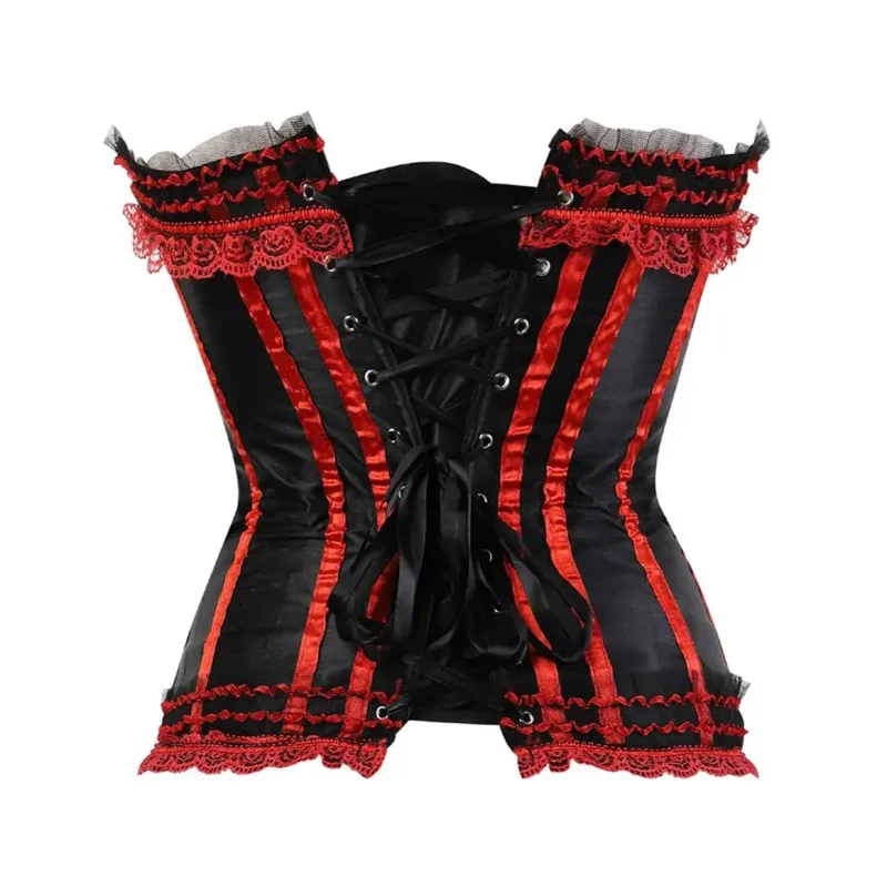 Corset Steampunk Woman Sexy Plus Size Striped Bustiers Waist Trainer Zip Korsett with Lacking Dance Party Costumes UY9831