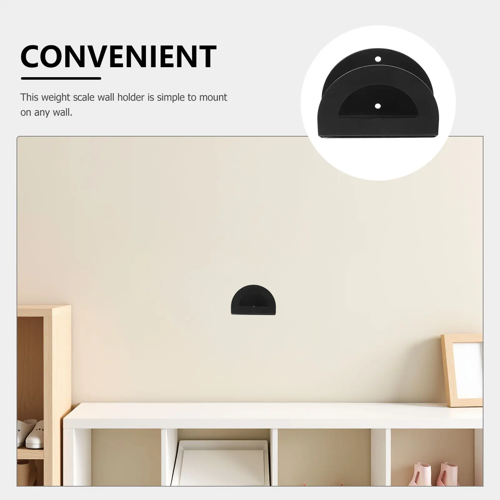 Black Wall-Mounted Scale Holder Round Smart Stand Bracket for Body Weight Scales Space Saving Bathroom Bedroom Organizer Easy