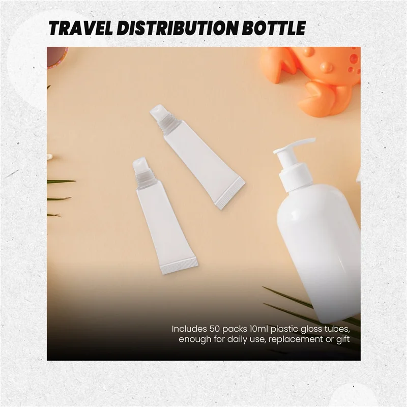 AA20-50 Pack 10Ml Lip Gloss Tubes Empty Lotion Refill Tubes Soft Squeeze Tubes For DIY Travel Distribution Bottle