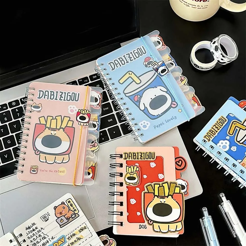 Stationery Cartoon Dog Coil Notebook 80 Inner Pages Memo Pads Mini Notepad Rollover Business Memos Pocket Planner Diary