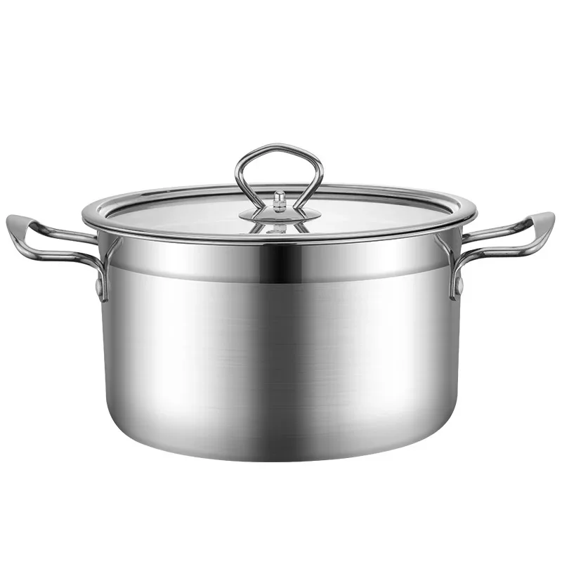 1pcs Stainless Steel Double Bottom Pot Soup Pot Nonmagnetic Cooking Pot Multi-purpose Cookware Non-stick Pan