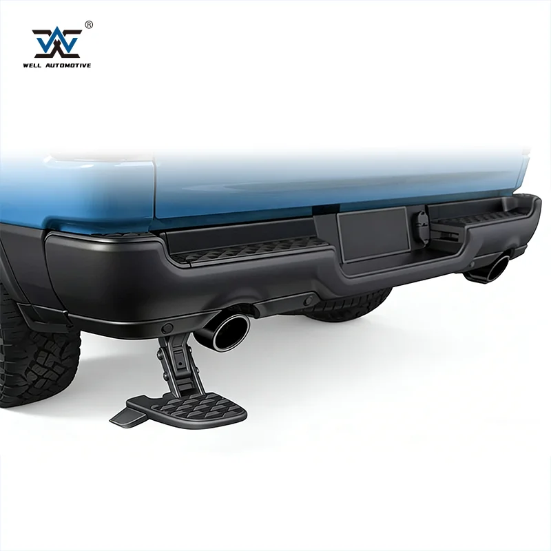 One-step Installation 4X4 Tailgate Step Black Retractable Bumper Step Steel Barricade Corner BedStep for RAM 1500 2019+
