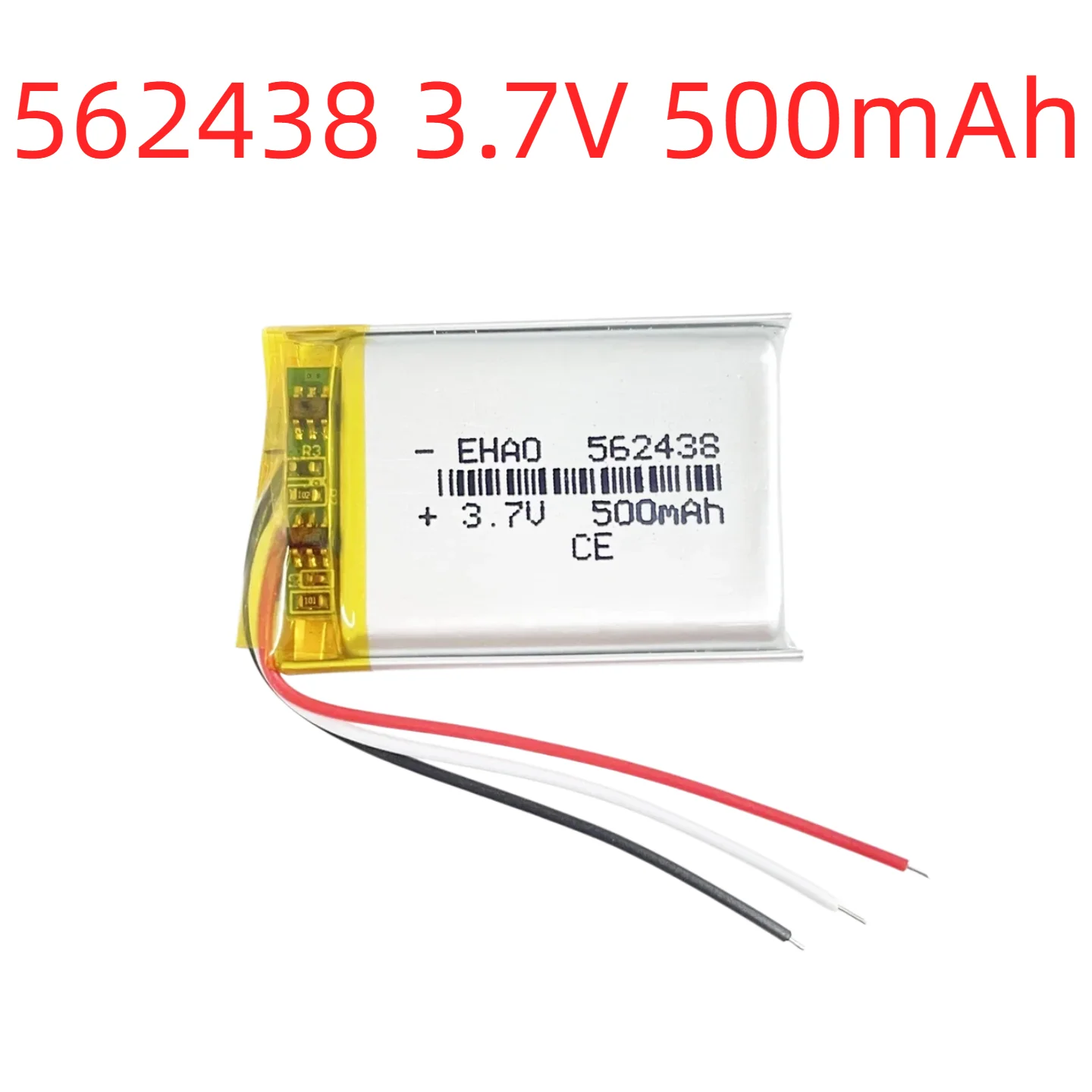 

562438 3.7V 500mAh Rechargeable Lipo Battery with JST 3-Pin Plug 1.0/1.25/1.5/2.0/2.5mm for MP4 GPS Dash Cam Bluetooth Headset