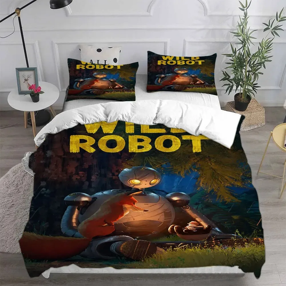 The Wild Robot Duvet Cover Pillowcase Robot Rozzum Bedding Set Adult Boy Girl Bedroom Decoration Children Single Double Size