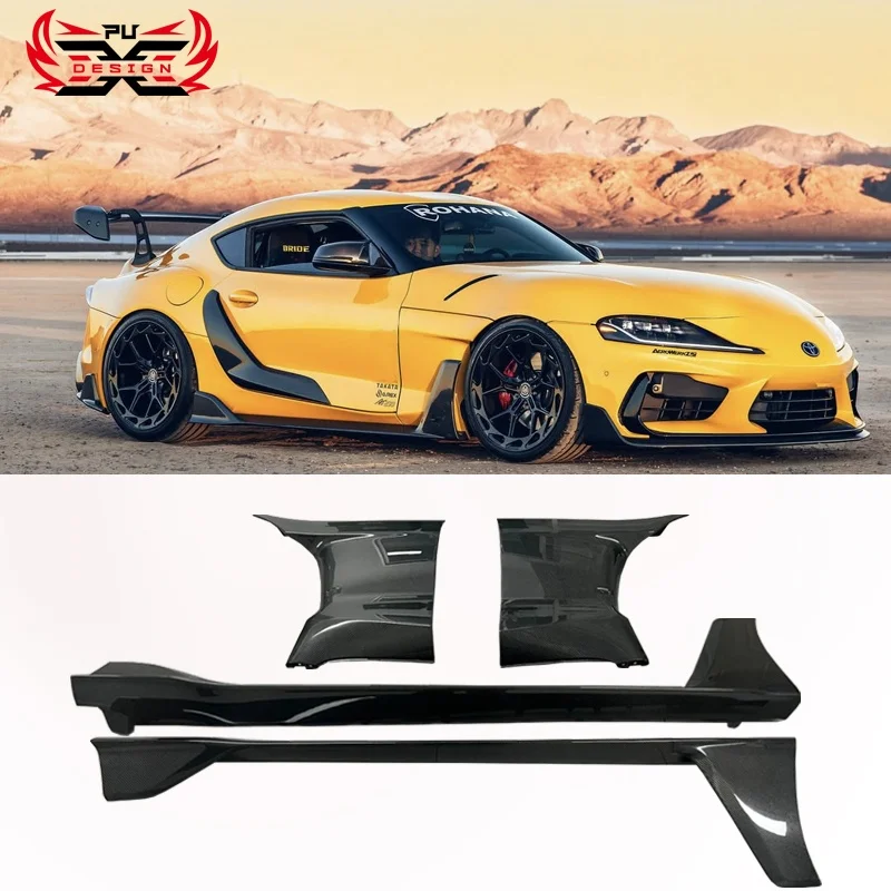 

AD-V2 Style Dry Carbon Fiber Side Bumper Side Skirt Splitter Fender for Toyota Supra A90 A91 Mk5 Body Kits