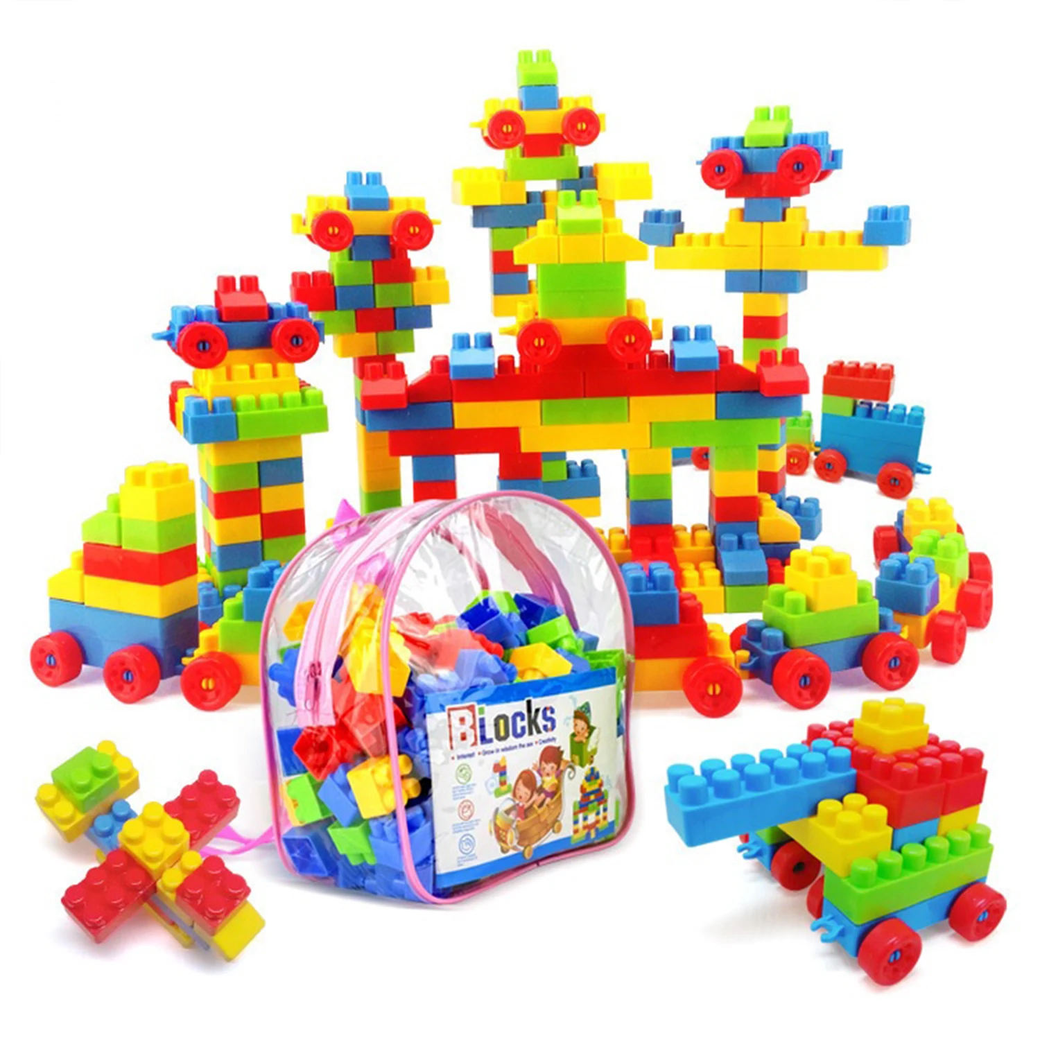 130Pcs assembled building block toys, large particles of children's stacking toys, kindergarten educational early education toys